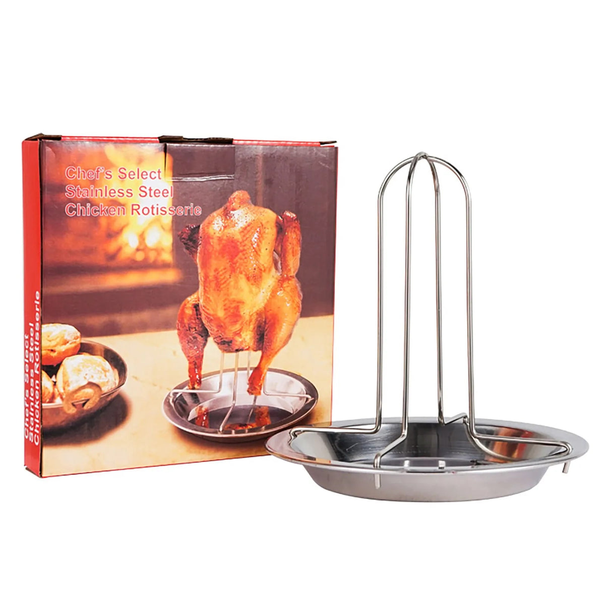 Stainless Steel Chicken Roaster Rack with Grilled Chicken Plate, 17 x 16.5 x 2 cm