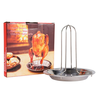 Stainless Steel Chicken Roaster Rack with Grilled Chicken Plate, 17 x 16.5 x 2 cm