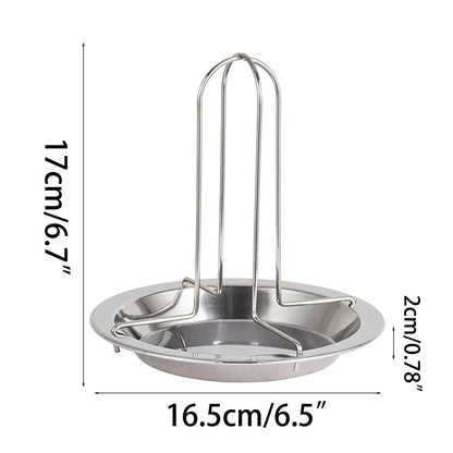Stainless Steel Chicken Roaster Rack with Grilled Chicken Plate, 17 x 16.5 x 2 cm