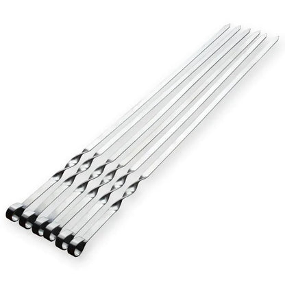 Metal BBQ Fork Skewers 55cm with Wooden Handles, 6 Piece Kebab Set