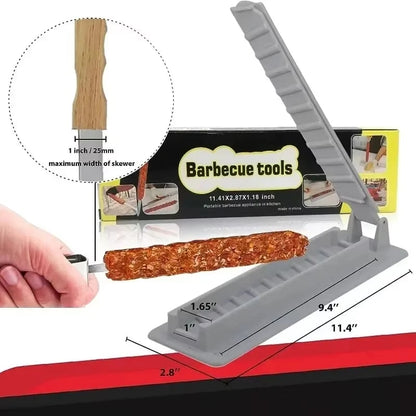 Manual Plastic Kebab Press Maker for BBQ Skewers, Grey - A Grey