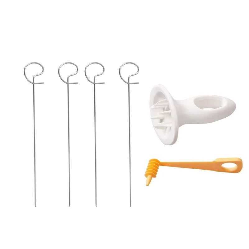 Portable Stainless Steel Potato Spiral Cutter with Skewers, 24cm - 1set