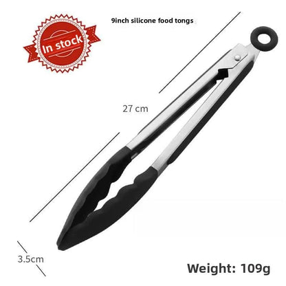 Silicone-Tip Kitchen Tongs, Stainless Steel, 7/9/12 Inch Locking BBQ Tongs - B