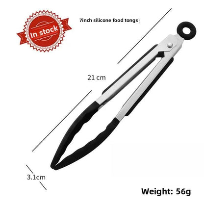 Silicone-Tip Kitchen Tongs, Stainless Steel, 7/9/12 Inch Locking BBQ Tongs - A
