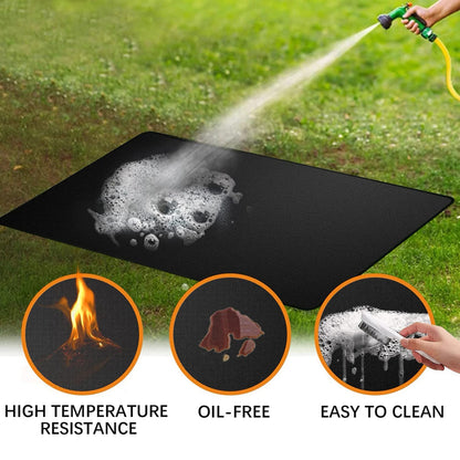 Outdoor BBQ Ground Protection Mat, Foldable Double-Sided Grill Mat, 3 Sizes