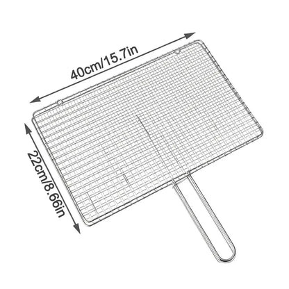 Metal Double-Sided Fish and Meat Grilling Rack with Handle, Multiple Sizes