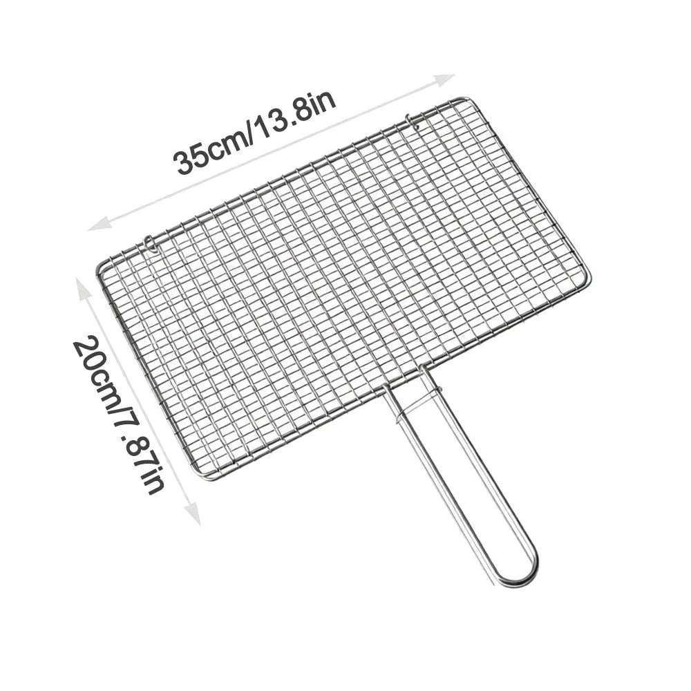 Metal Double-Sided Fish and Meat Grilling Rack with Handle, Multiple Sizes - 20x35cm-upgrade-