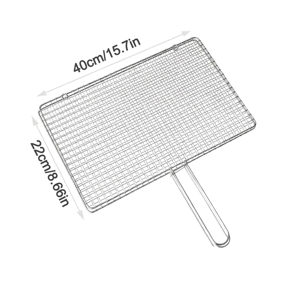 Metal Double-Sided Fish and Meat Grilling Rack with Handle, Multiple Sizes - 22x40cm-upgrade-