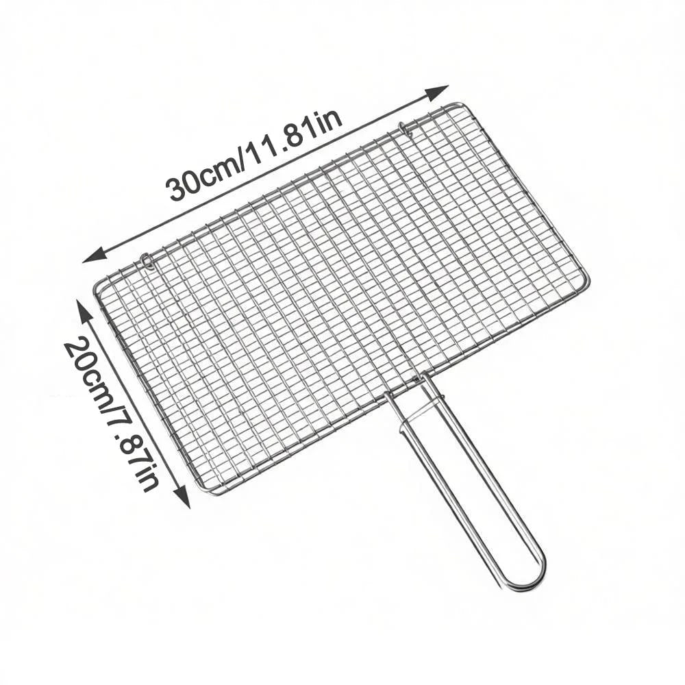 Metal Double-Sided Fish and Meat Grilling Rack with Handle, Multiple Sizes - 20x30cm