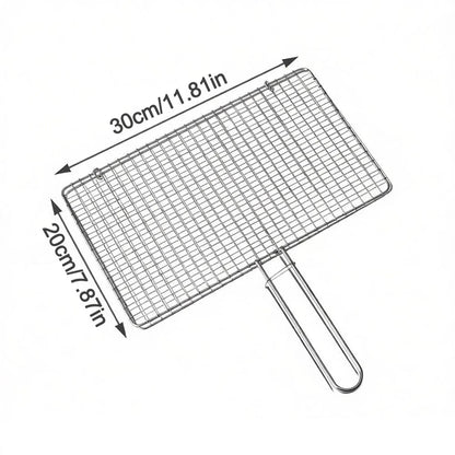 Metal Double-Sided Fish and Meat Grilling Rack with Handle, Multiple Sizes - 20x30cm