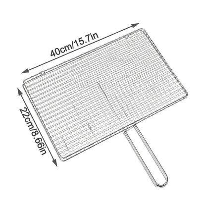 Metal Double-Sided Fish and Meat Grilling Rack with Handle, Multiple Sizes - 22x40cm