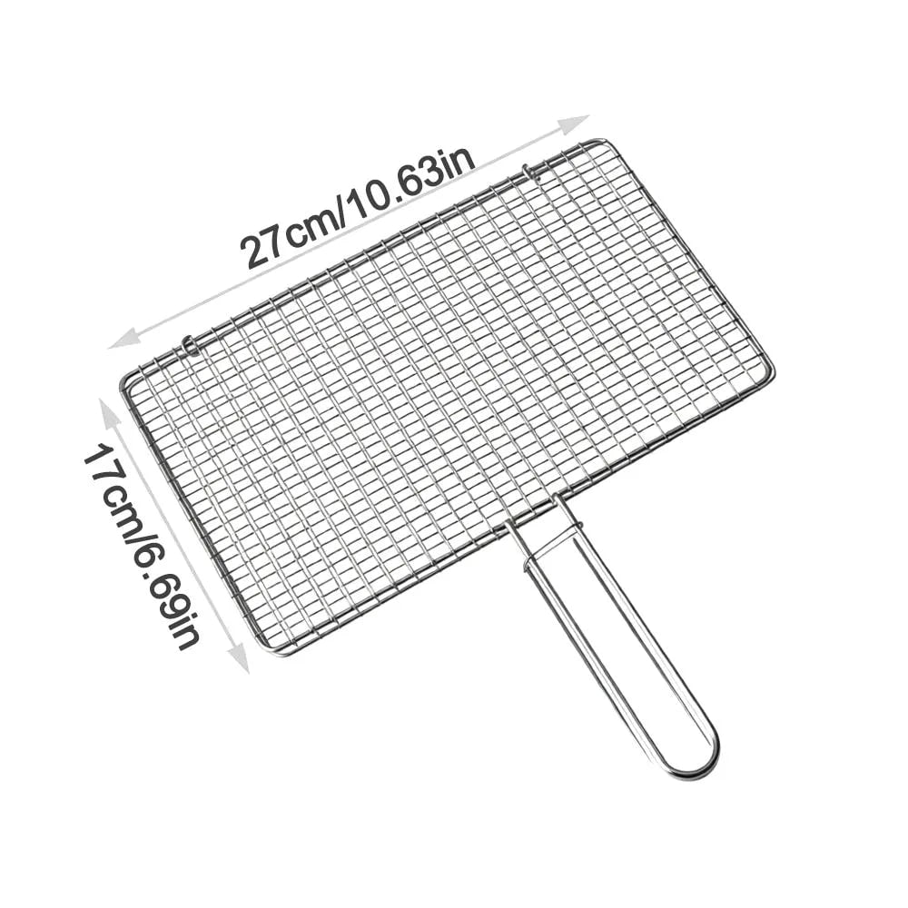 Metal Double-Sided Fish and Meat Grilling Rack with Handle, Multiple Sizes - 17x27cm-upgrade-