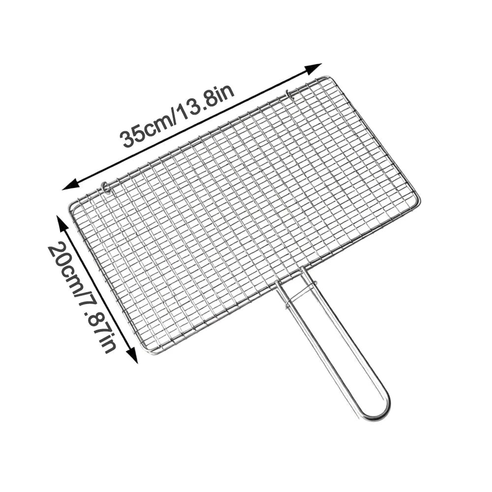 Metal Double-Sided Fish and Meat Grilling Rack with Handle, Multiple Sizes - 20x35cm