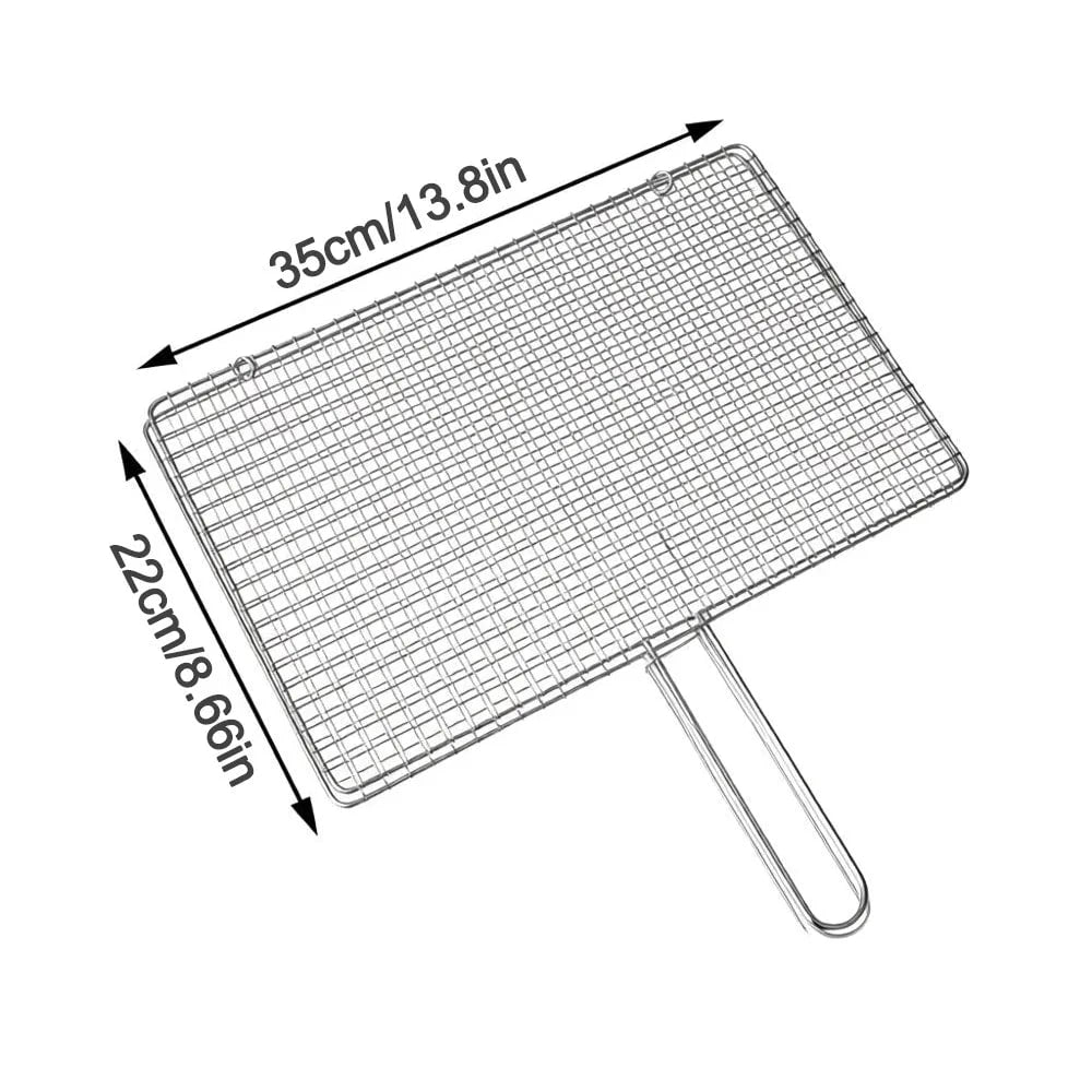 Metal Double-Sided Fish and Meat Grilling Rack with Handle, Multiple Sizes - 22x35cm