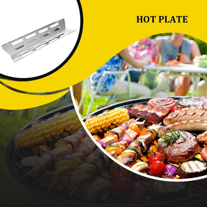 Gas Grill Heat Plates, 4-Piece Metal Replacement Burner Covers, 408 x 98 x 35mm
