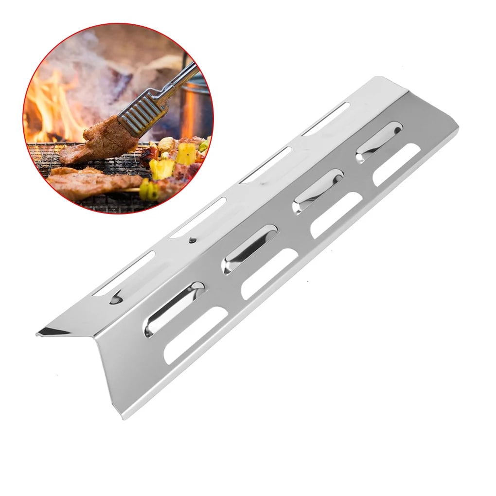 Gas Grill Heat Plates, 4-Piece Metal Replacement Burner Covers, 408 x 98 x 35mm