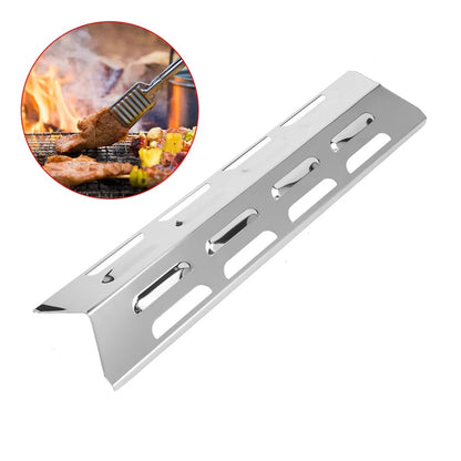 Gas Grill Heat Plates, 4-Piece Metal Replacement Burner Covers, 408 x 98 x 35mm
