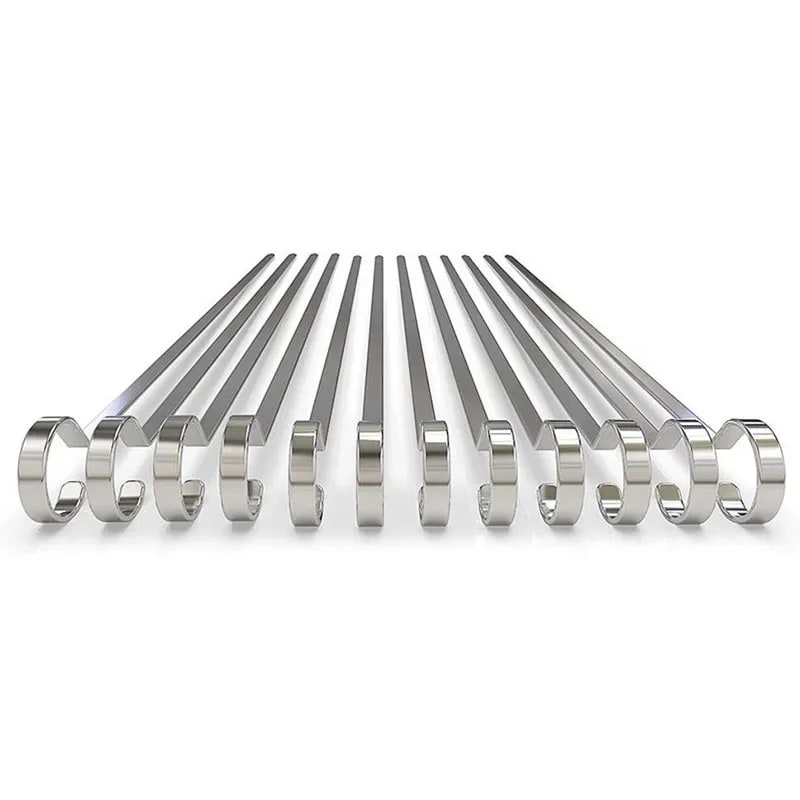 GLANYOMI 12 Stainless Steel BBQ Skewers, 12 Inch Reusable Kabob Sticks with