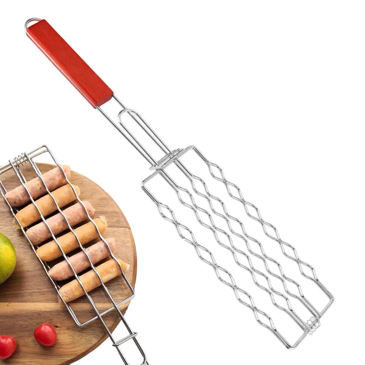 Stainless Steel Hot Dog Grill Basket, 49cm BBQ Sausage Rack