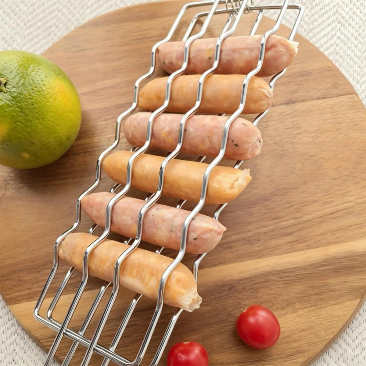 Stainless Steel Hot Dog Grill Basket, 49cm BBQ Sausage Rack