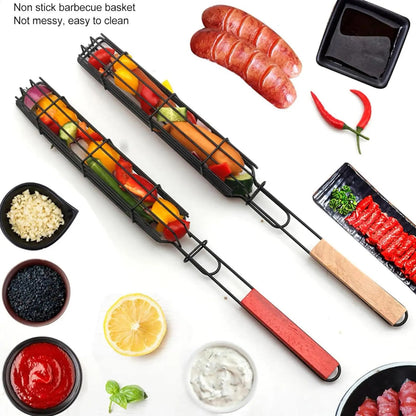 Stainless Steel Hot Dog Grill Basket, 49cm BBQ Sausage Rack