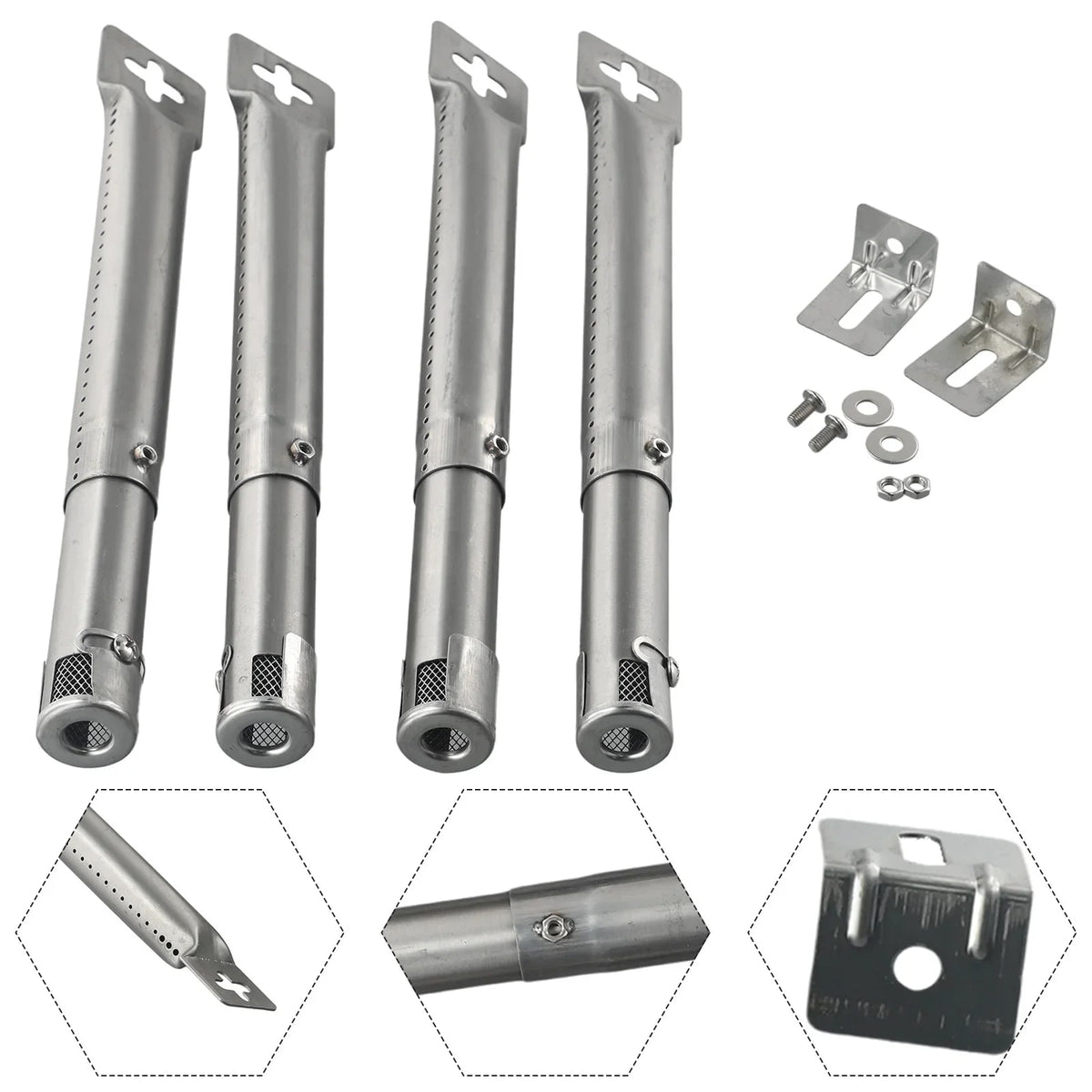 LEENKEA 4-Piece Stainless Steel Adjustable Gas BBQ Tube Burners 30-45cm