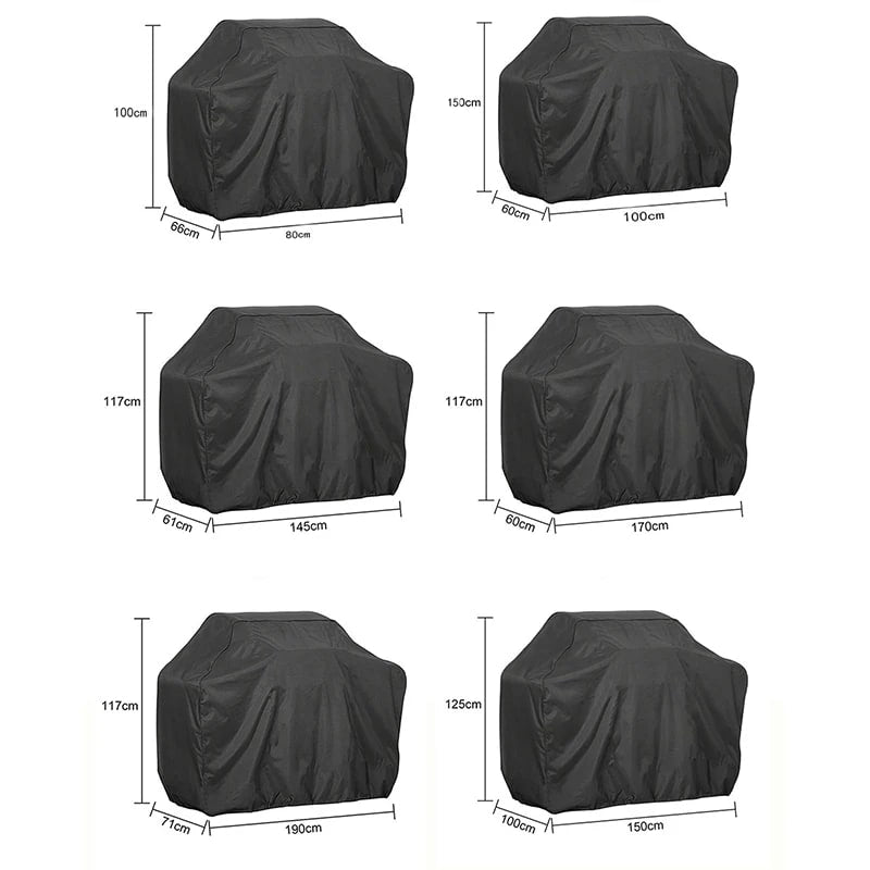 Waterproof BBQ Grill Cover JT65, Fabric Gas Grill Cover with Adjustable Hem Rope, 6 Sizes