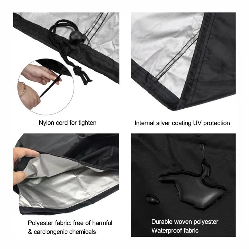 Waterproof BBQ Grill Cover JT65, Fabric Gas Grill Cover with Adjustable Hem Rope, 6 Sizes