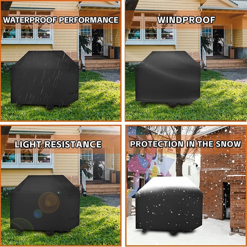Waterproof BBQ Grill Cover JT65, Fabric Gas Grill Cover with Adjustable Hem Rope, 6 Sizes