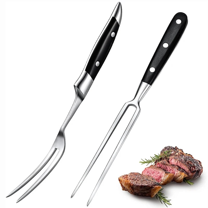 12-Inch Stainless Steel Meat Fork with Black Handle for BBQ and Carving