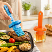 Silicone Basting Brush with Refillable Oil Bottle, 17cm BBQ Brush, 4 Colours