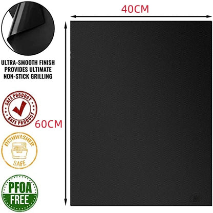 Non-Stick BBQ Grill Mat 60 x 40cm Fabric Baking and Grilling Sheet