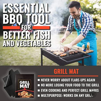 Non-Stick BBQ Grill Mat 60 x 40cm Fabric Baking and Grilling Sheet