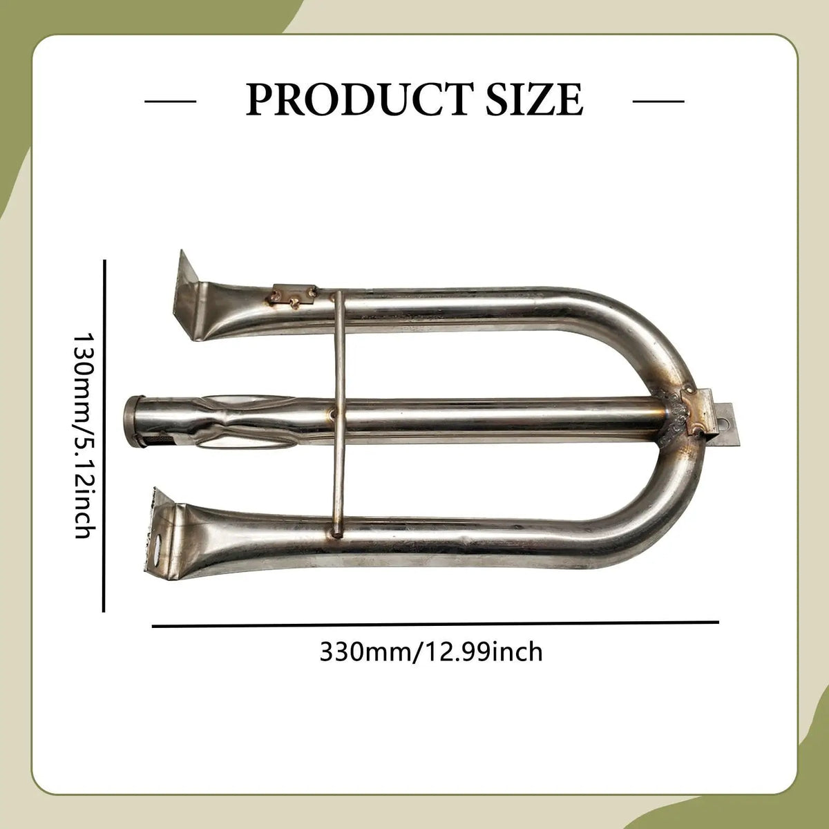 U-Shaped 304 Stainless Steel Gas Grill Burner Replacement Tube, 330 x 130mm