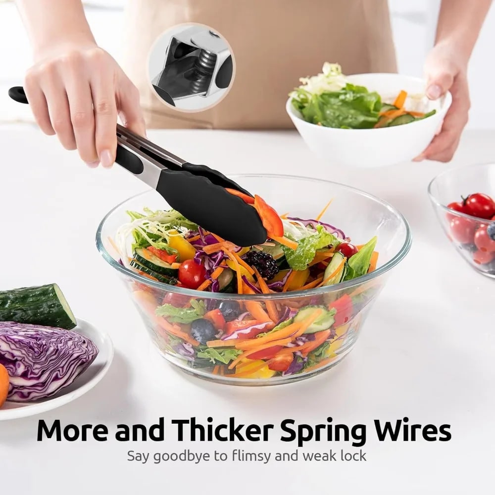 27.5cm Kitchen Tongs with Silicone Tips, Non-Scratch BBQ, Salad and Cooking Tool