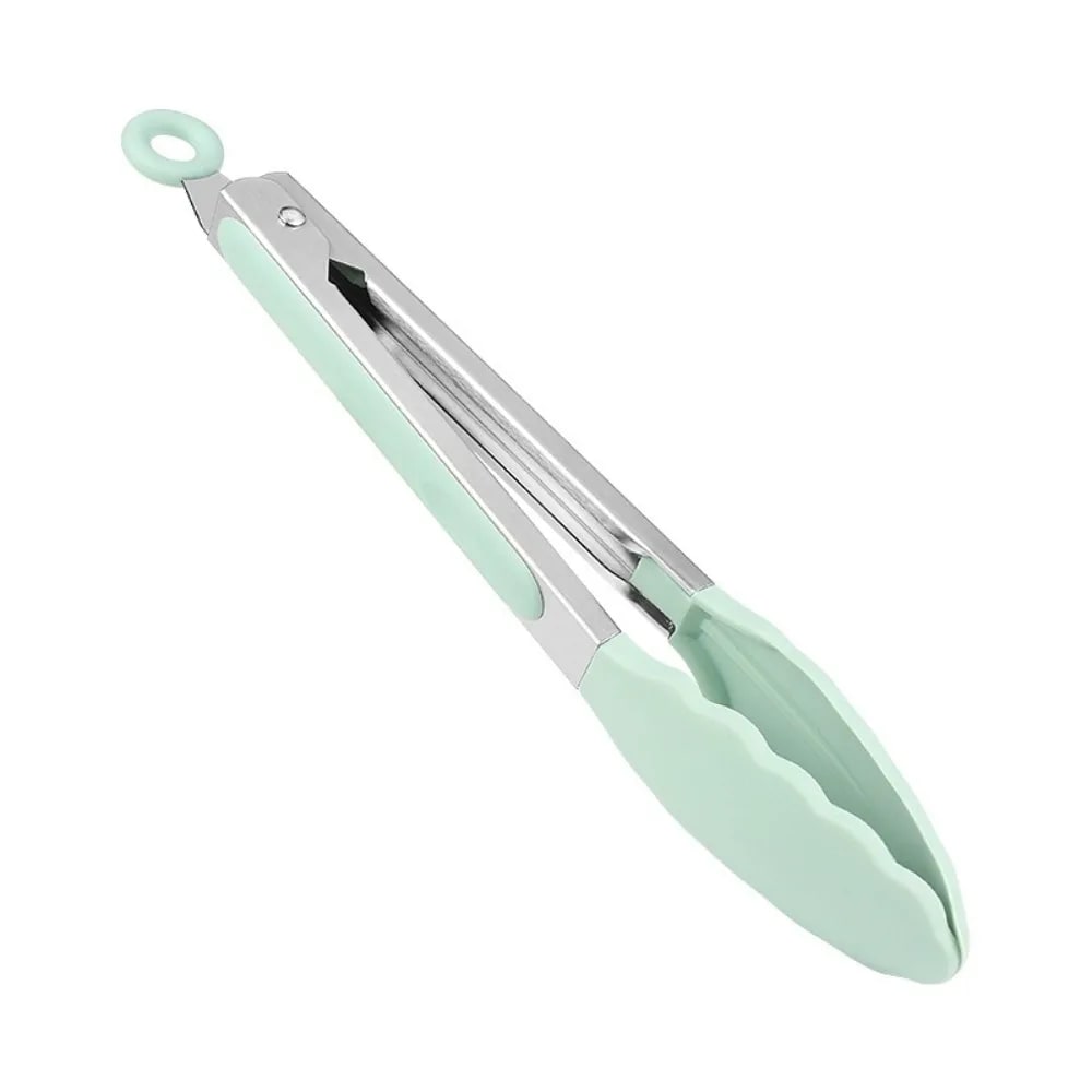 27.5cm Kitchen Tongs with Silicone Tips, Non-Scratch BBQ, Salad and Cooking Tool - light green