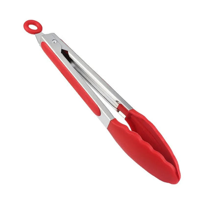 27.5cm Kitchen Tongs with Silicone Tips, Non-Scratch BBQ, Salad and Cooking Tool - Red