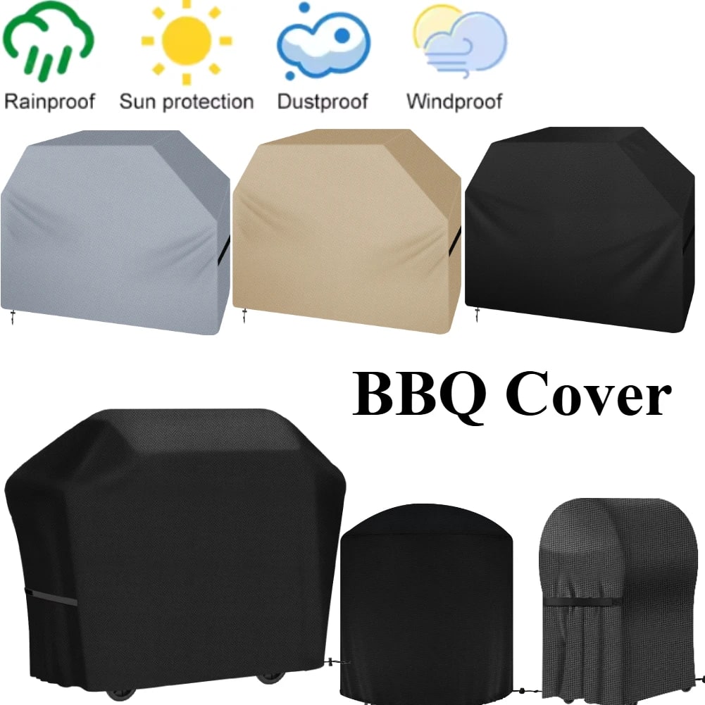 Black Waterproof BBQ Cover for Gas, Charcoal and Electric Grills, Multiple Sizes