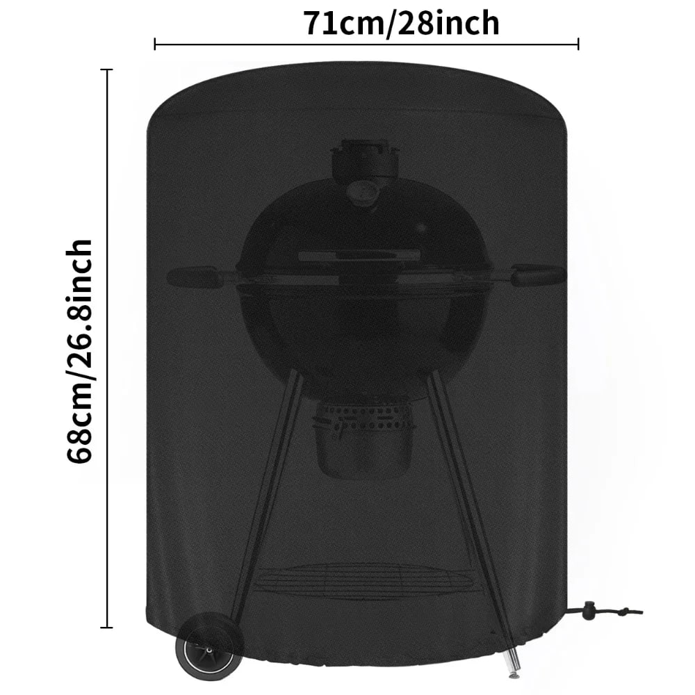 Black Waterproof BBQ Cover for Gas, Charcoal and Electric Grills, Multiple Sizes - 71x68CM