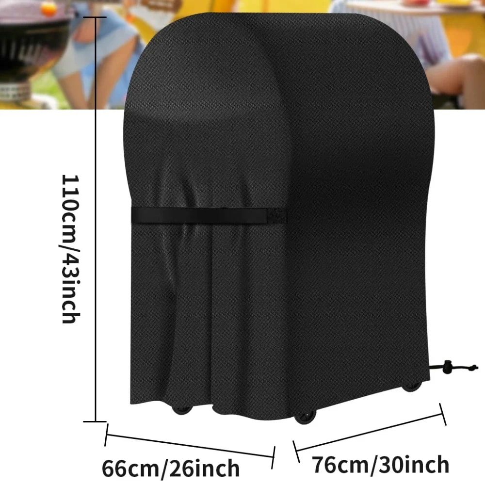 Black Waterproof BBQ Cover for Gas, Charcoal and Electric Grills, Multiple Sizes - 76x66x110CM