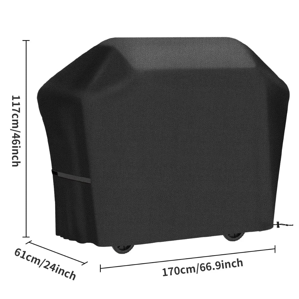 Black Waterproof BBQ Cover for Gas, Charcoal and Electric Grills, Multiple Sizes - 170x61x117CM