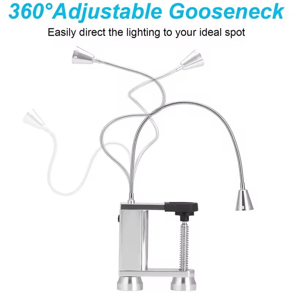 LED BBQ Grill Light with Flexible 360° Gooseneck, Magnetic Base and Screw Clamp, Silver