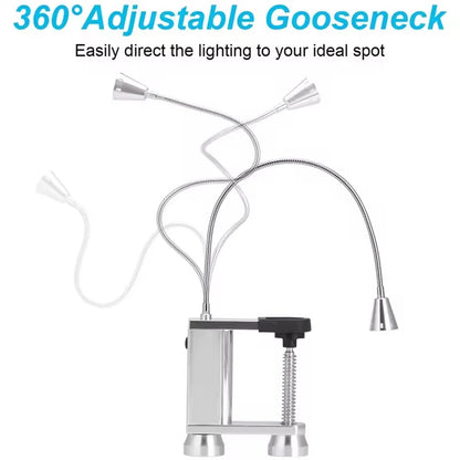 LED BBQ Grill Light with Flexible 360° Gooseneck, Magnetic Base and Screw Clamp, Silver