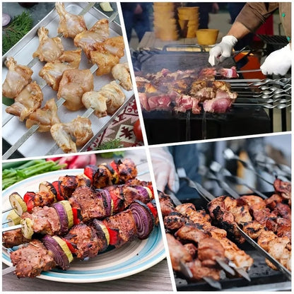Stainless Steel Barbecue Skewers, Reusable 10-Piece Pack Options