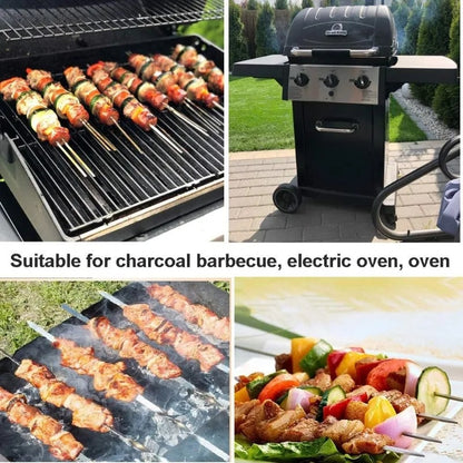 Stainless Steel Barbecue Skewers, Reusable 10-Piece Pack Options