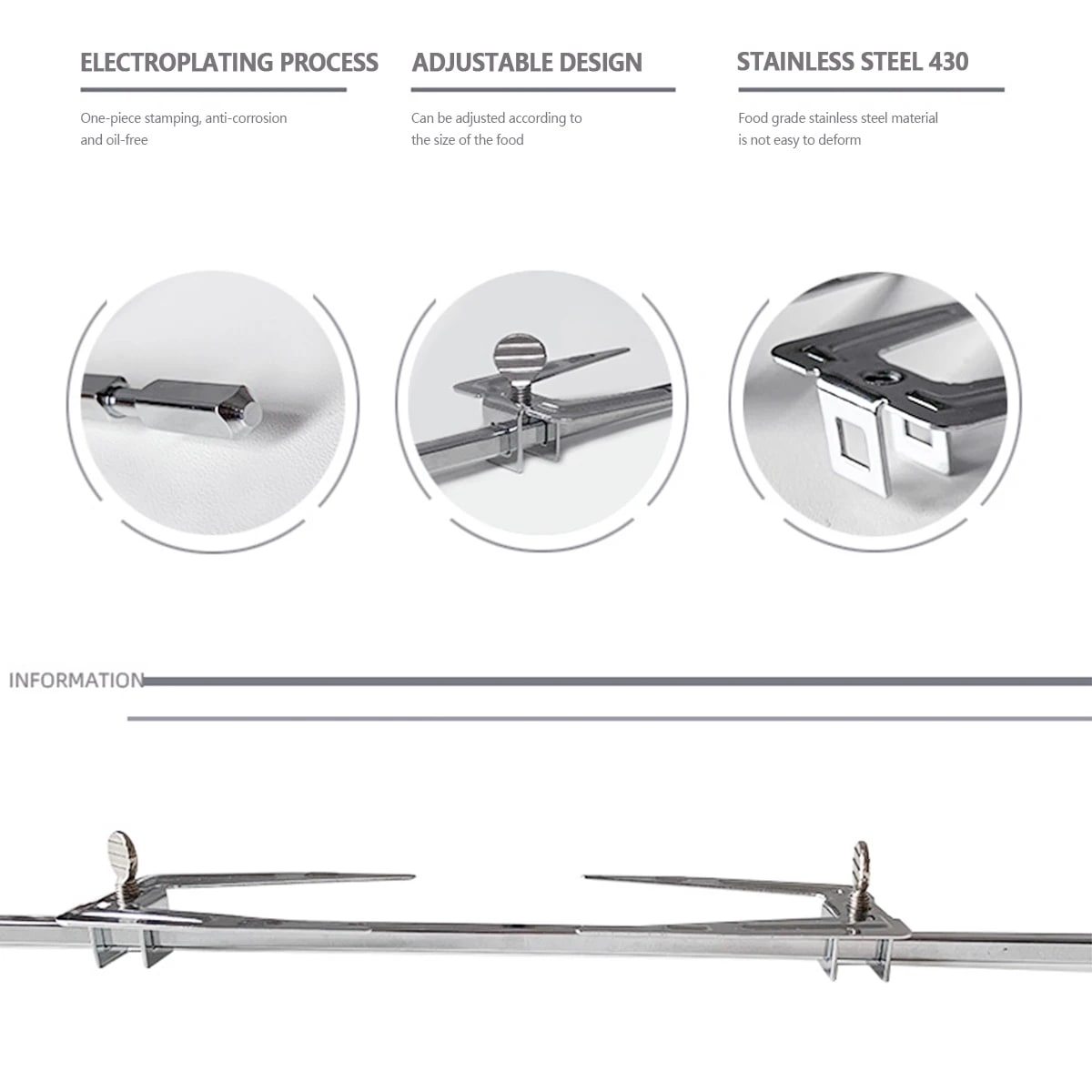 Electric BBQ Rotisserie Motor and Stainless Steel Fork Kit, 1.5V D Battery