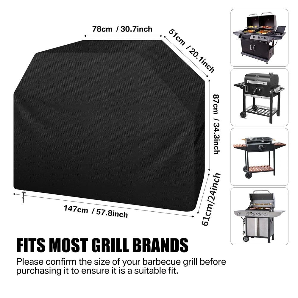 Waterproof Fabric BBQ Grill Cover, UV Resistant, Multiple Sizes