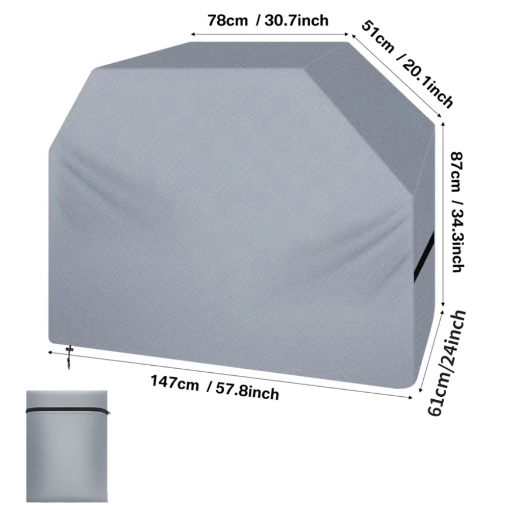 Waterproof Fabric BBQ Grill Cover, UV Resistant, Multiple Sizes - WHITE