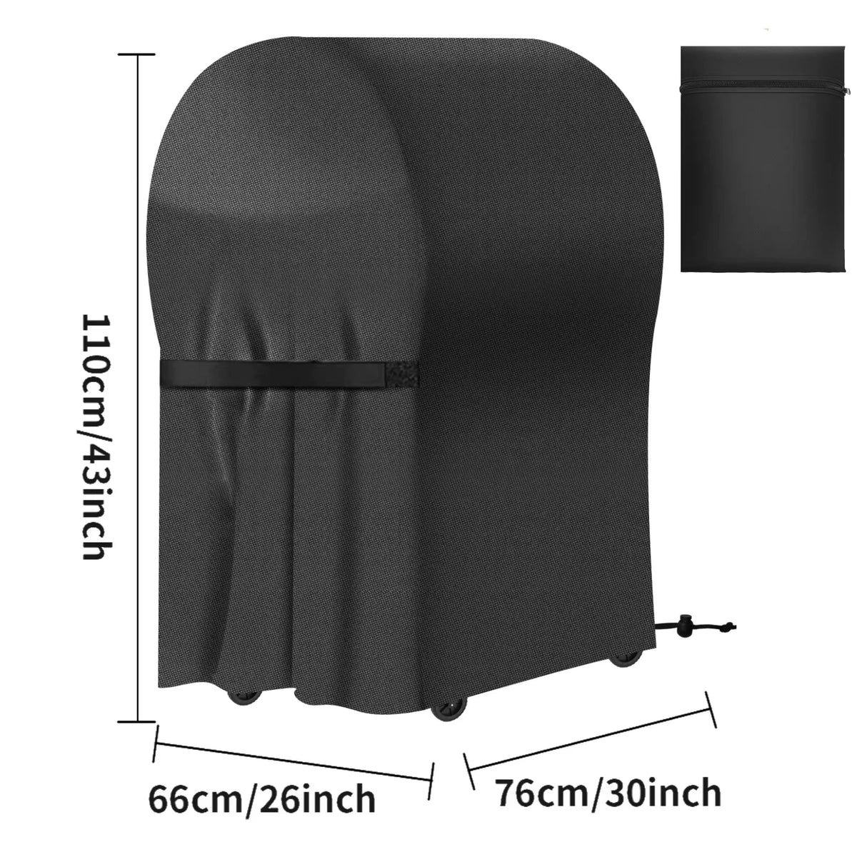 Waterproof Fabric BBQ Grill Cover, UV Resistant, Multiple Sizes - 76x66x110cm