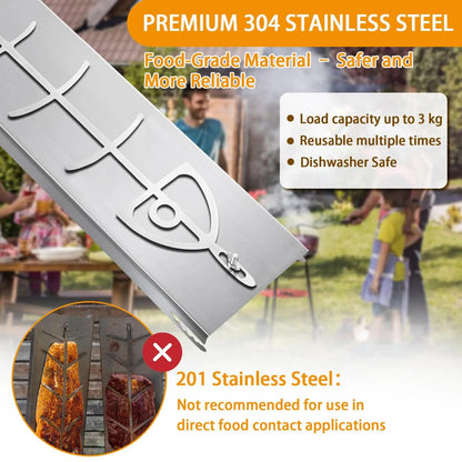 304 Stainless Steel Salmon Holder BBQ Rack, Detachable, 54cm